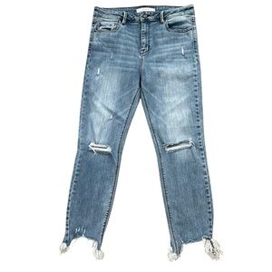 HIDDEN Women's High Rise‎ Distressed Raw Hem Ankle Crop Jeans Size 31